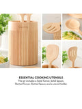 Sur La Table set of 4 wooden utensils with holder (British brand)