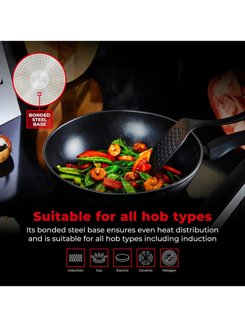 Tower Black Smart Start Gourmet 28cm wok (British brand)