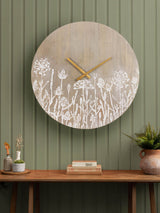 Next Voyage Maison Grey Fleur Et Faune Wooden Decorative Wall Clock 60cm- Buy online at McGrocer