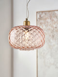Rose pink textured glass oval ceiling light from a British brand