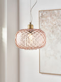 Rose pink textured glass oval ceiling light from a British brand