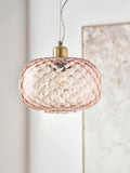 Rose pink textured glass oval ceiling light from a British brand