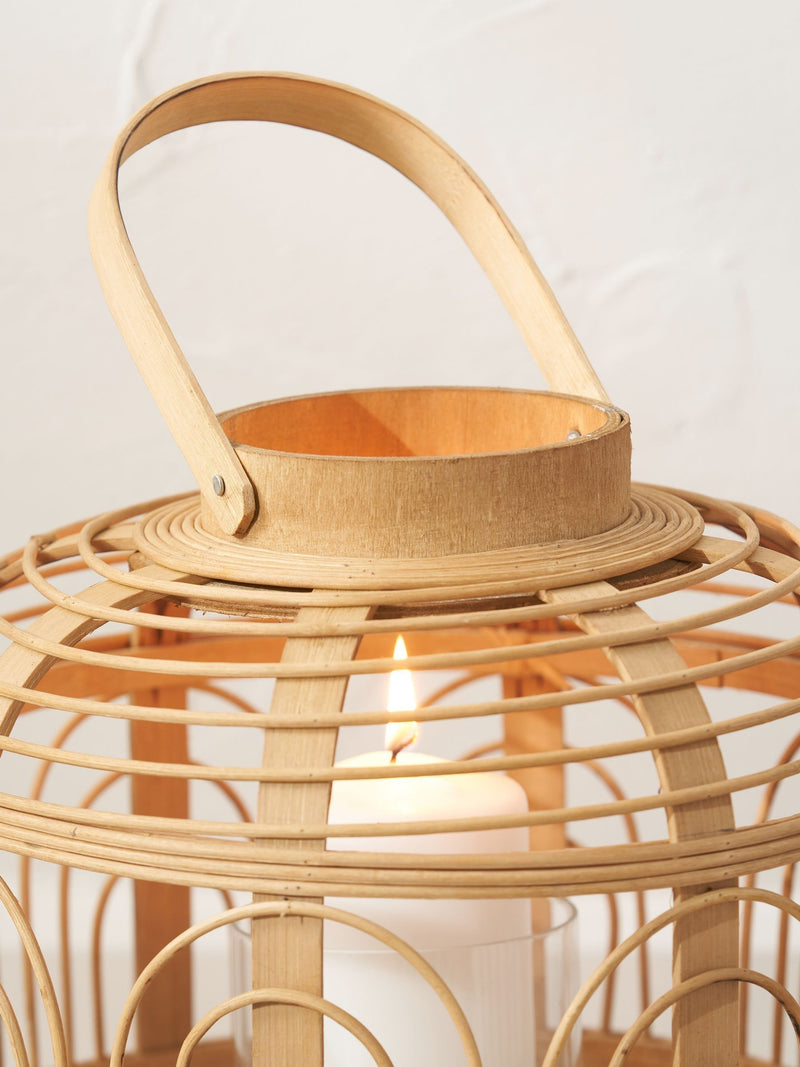 Pacific natural wood and glass candle holder 45cm - British product