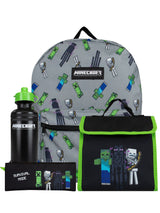 Next Minecraft Character Grey 4-Piece Backpack Lunch Bag and Water Bottle Set- Buy online at McGrocer