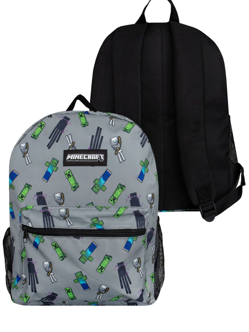 Minecraft grey backpack set lunch bag water bottle, UK version