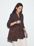 N.Premium chocolate brown suede bucket bag - British product