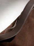 N.Premium chocolate brown suede bucket bag - British product