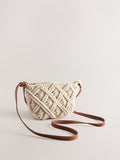 Natural macrame cross-body bag - British product