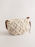 Natural macrame cross-body bag - British product