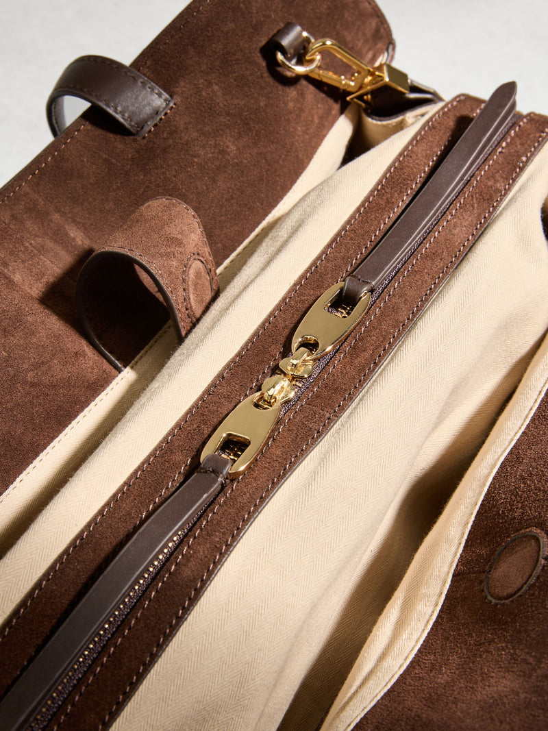 N. chocolate brown suede tote bag, UK version