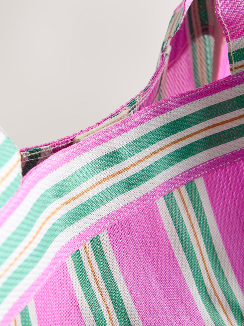 self. pink and green stripe tote bag, UK version