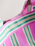 self. pink and green stripe tote bag, UK version