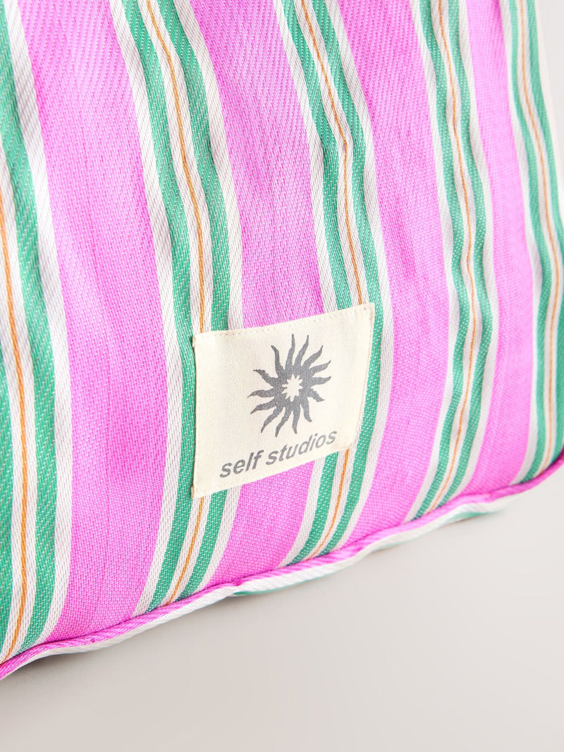 self. pink and green stripe tote bag, UK version