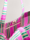 self. pink and green stripe tote bag, UK version