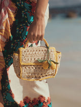 Next Natural Raffia Effect Lemon Charm Bag- Buy online at McGrocer