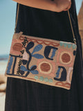 Natural Marrakesh embroidered clutch bag in jute and cotton - British product