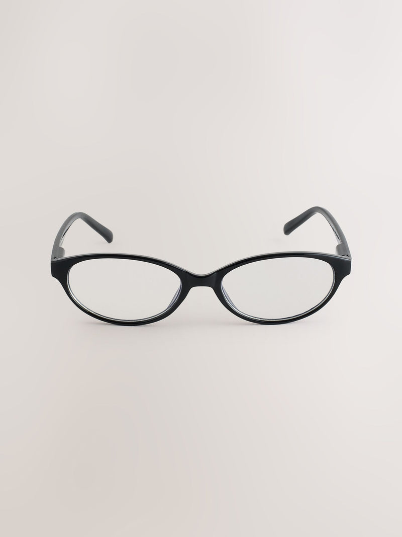 Blue light blocking glasses black slim oval, imported from the UK