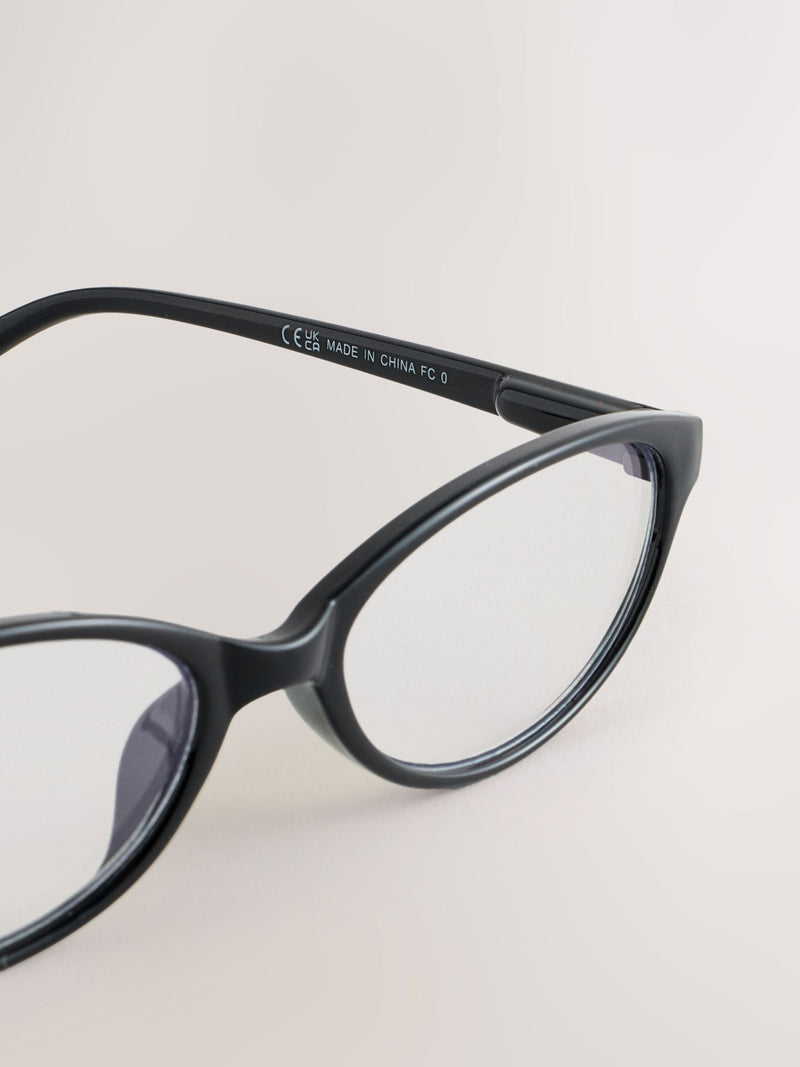 Blue light blocking glasses black slim oval, imported from the UK
