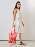 Pink 100% cotton shopper bag, natural cotton fabric - British product