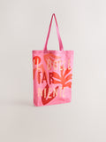 Pink 100% cotton shopper bag, natural cotton fabric - British product