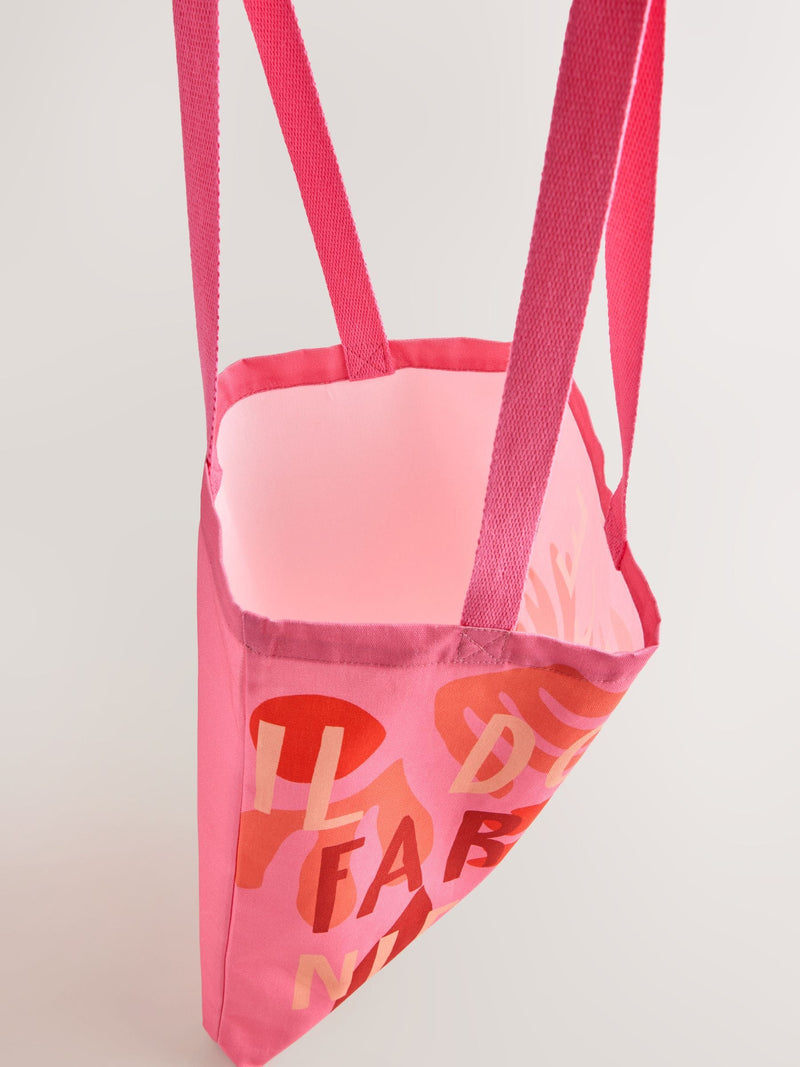 Pink 100% cotton shopper bag, natural cotton fabric - British product