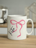 PMC personalised bow mug ceramic 9cm (British brand)