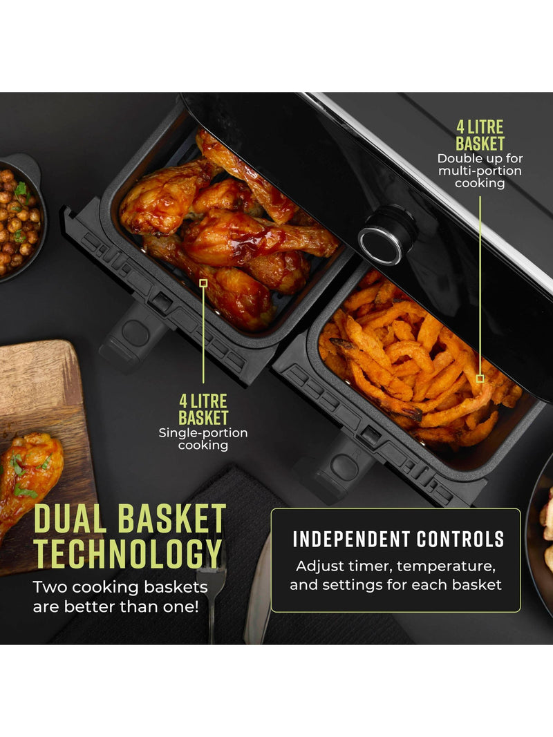 Tower Elite dual basket air fryer 8L, imported from the UK