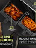 Tower Graphite 8L Dual Basket Air Fryer, imported from the UK
