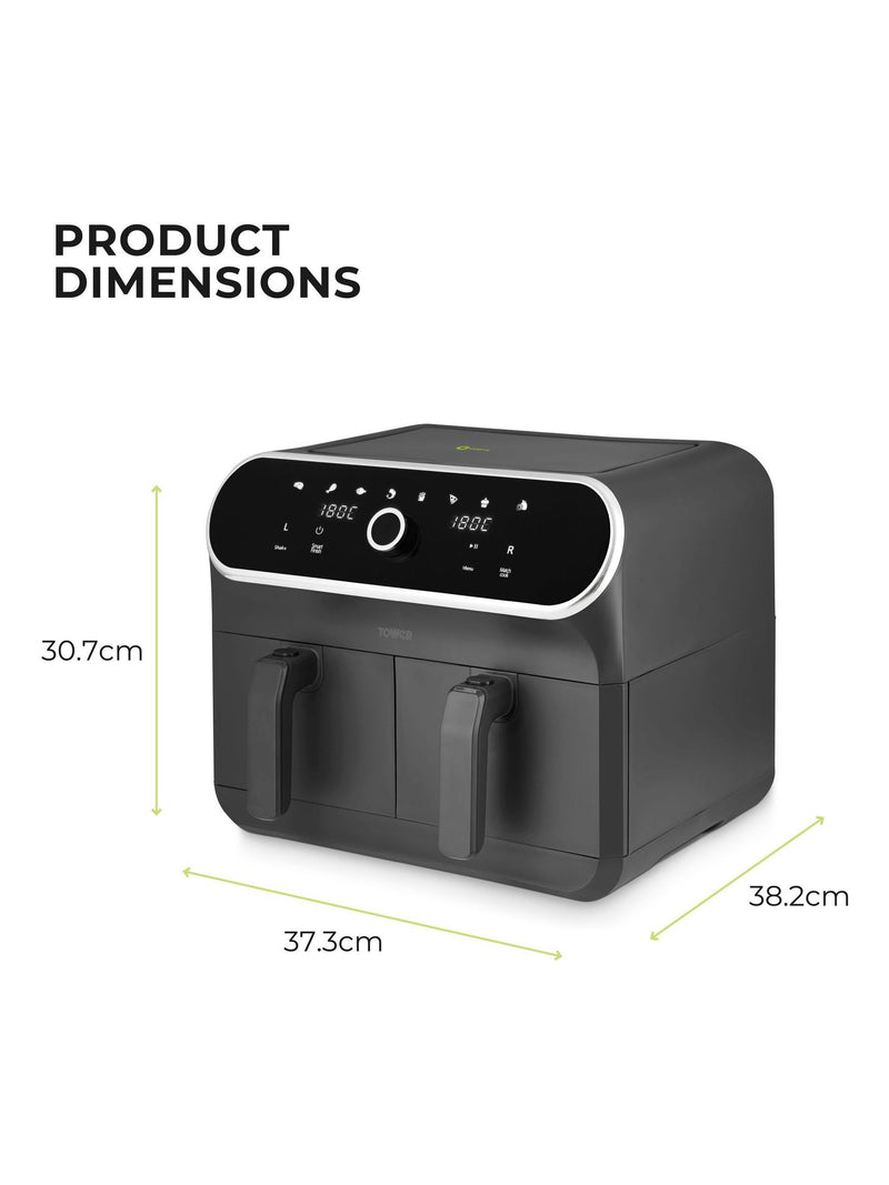 Tower Graphite 8L Dual Basket Air Fryer, imported from the UK