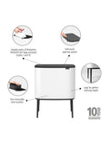 Brabantia White Bo Touch Bin 11 + 23L - British product