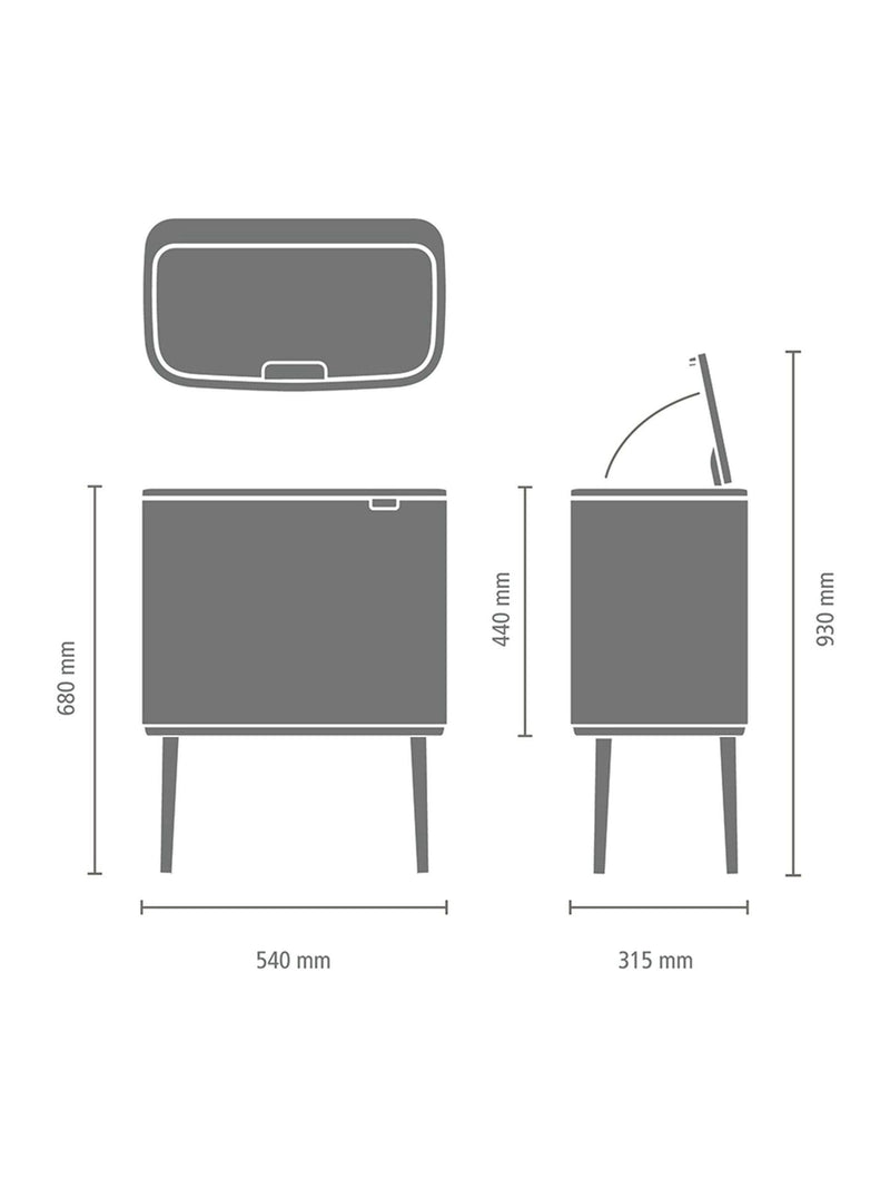 Brabantia White Bo Touch Bin 11 + 23L - British product