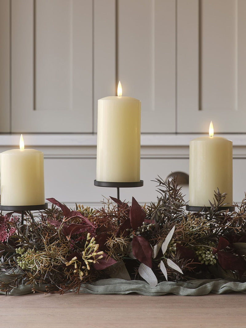 Lights4fun Autumn Winter Trio Candle Holder 70cm - British product