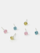 Next Accessorize Silver Tone Sterling Diamanté Stud Earrings 3 Pack- Buy online at McGrocer