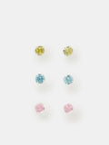 Accessorize silver tone sterling silver diamanté stud earrings 3 pack - British product
