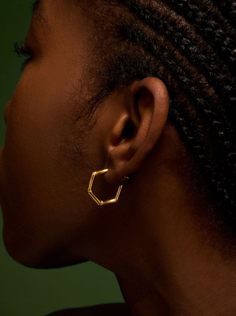 Accessorize gold tone bamboo hoop earrings - British product