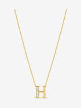 Next Inicio 14K Gold Plated Mother of Pearl Initial H Necklace Pendant 10x15mm- Buy online at McGrocer