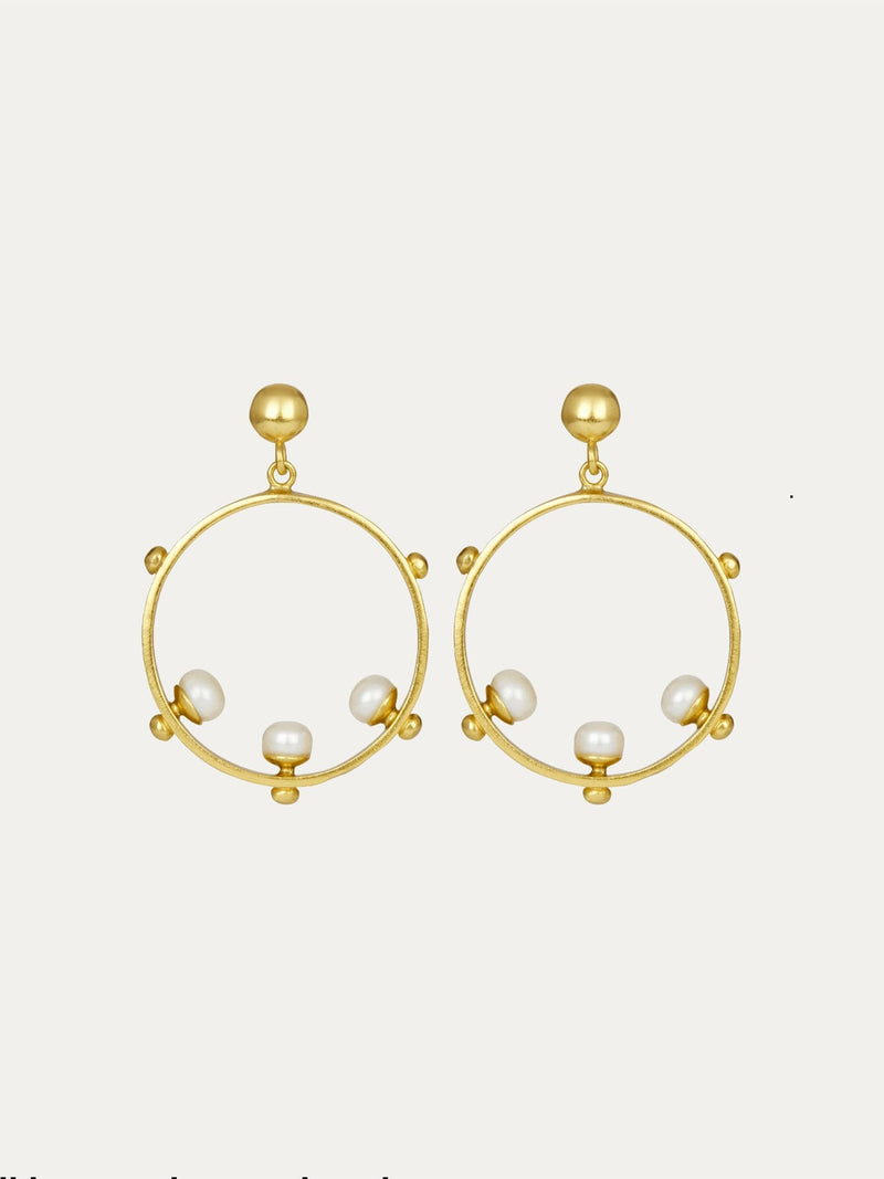 Aristea pearl and bead hoop earrings (British brand)