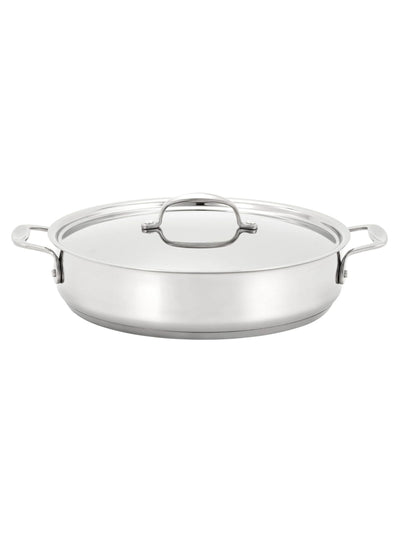 Next Stellar Polished Steel Profile Uncoated Shallow Caserol Pan- Buy online at McGrocer