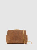 Reiss Bethany suede lizard-effect clutch bag, imported from the UK