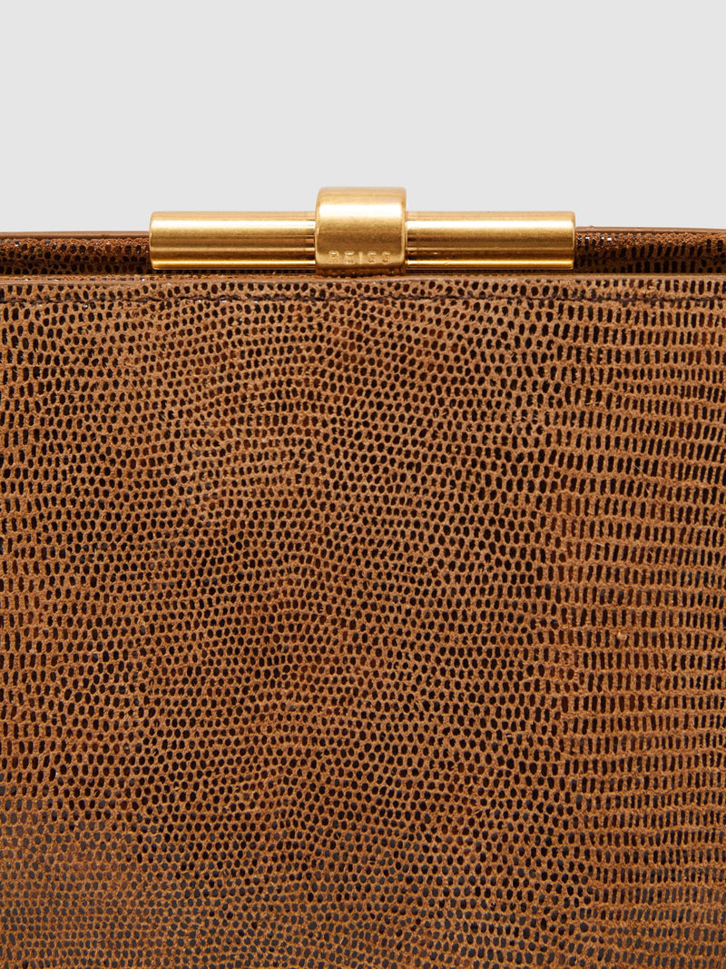 Reiss Bethany suede lizard-effect clutch bag, imported from the UK