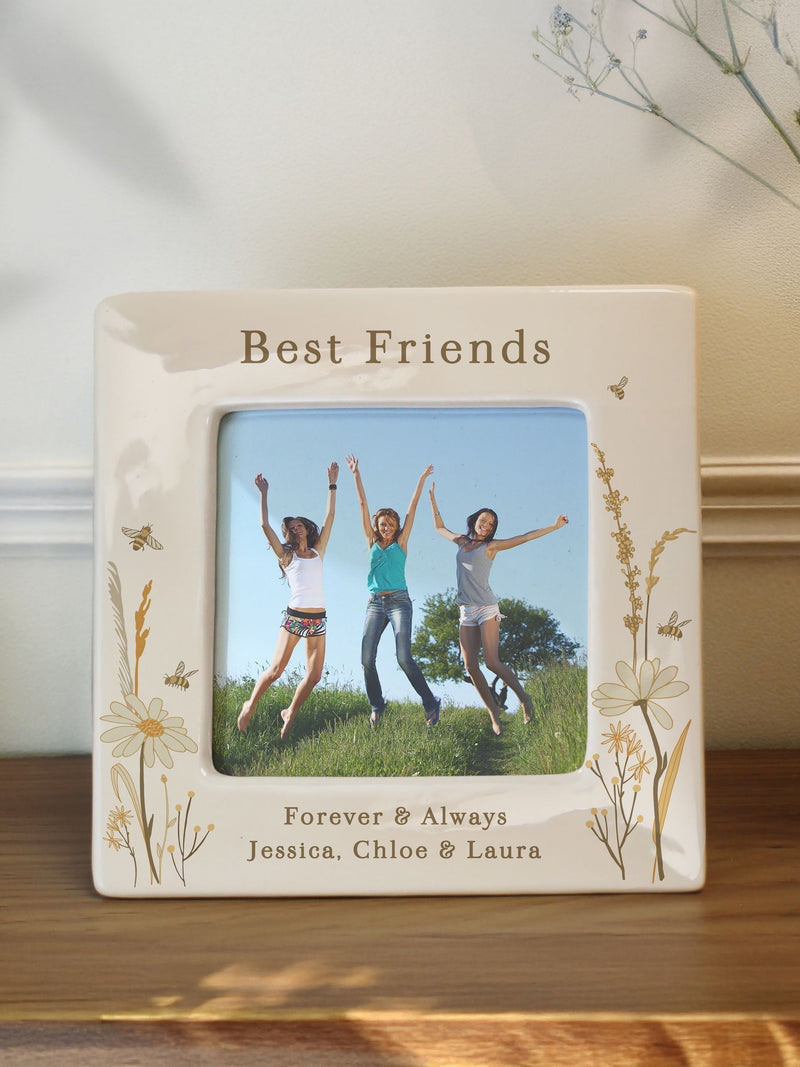 PMC Personalised Bees & Daisy Ceramic 4x4 Frame, imported from the UK