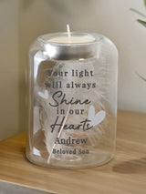 Next PMC Personalised Hearts Memorial Glass Tealight Holder 9.5cm- Buy online at McGrocer