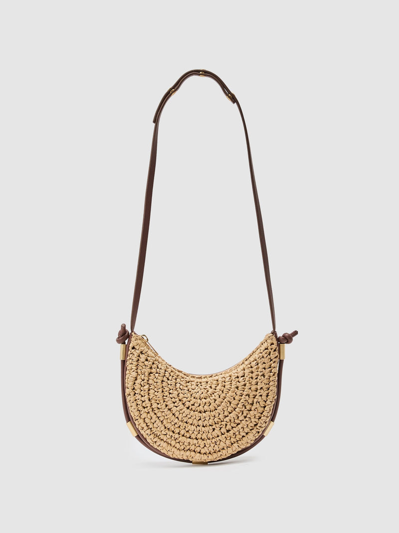 Reiss Harriet raffia-effect shoulder bag, imported from the UK