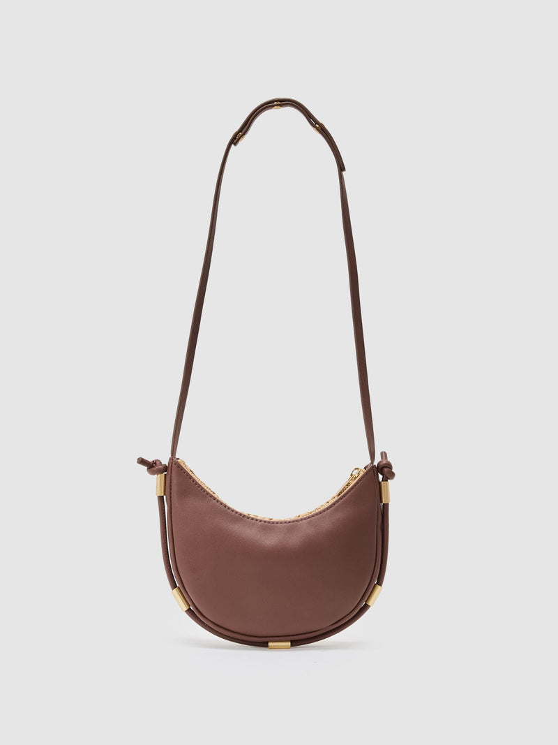 Reiss Harriet raffia-effect shoulder bag, imported from the UK
