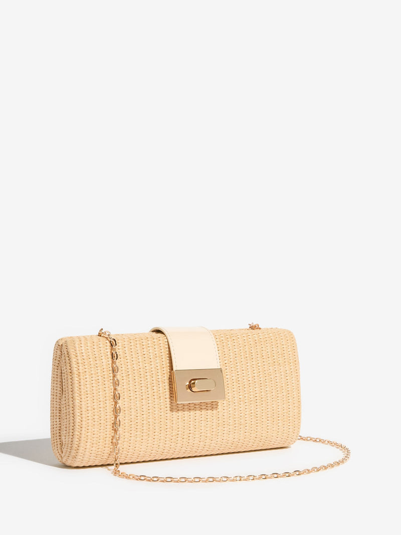 Lipsy natural raffia effect clutch bag, imported from the UK