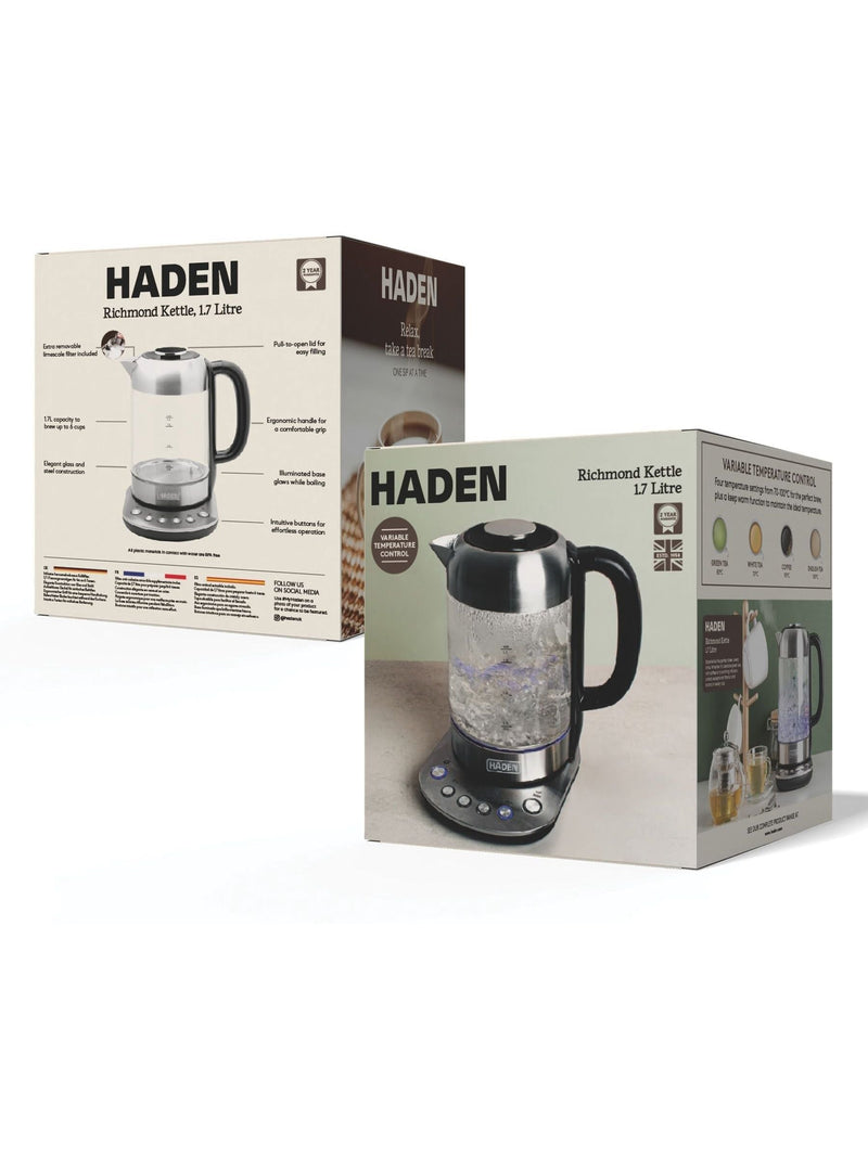 Haden Richmond variable temperature glass kettle 1.7L, UK version