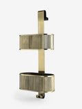 Gold ribbed shower caddy made from iron, imported from the UK