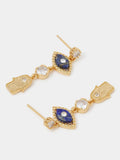 Accessorize gold tone 14ct plated eye and hamsa drop earrings - British product