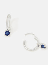 Next Accessorize Silver Tone Sterling Diamanté Drop Hoop Earrings in Blue- Buy online at McGrocer