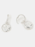 Sterling Silver Molten Coin Charm Mini Hoop Earrings